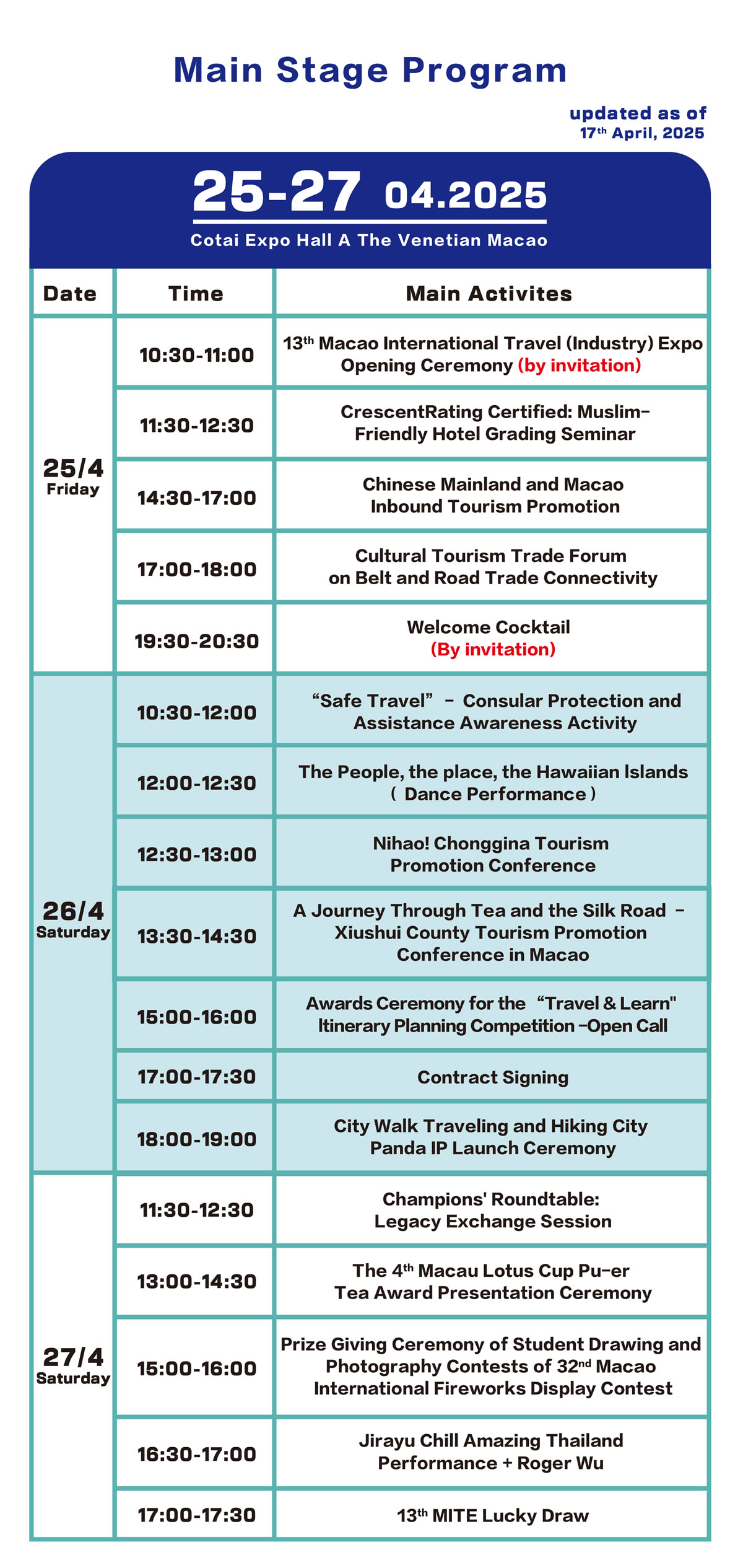 Main Stage Program